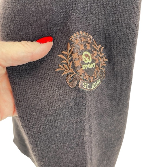 St. John Cashmere Fur Trimmed Sweater Small Brown - Picture 10 of 16